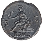 Sestertius - Nero ROMA S C; Roma and Victory, Rome, 62-68 reverse image