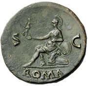 Sestertius - Nero ROMA S C; Roma and Victory, Rome, 62-68 reverse image