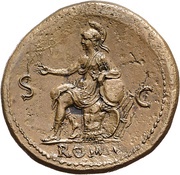 Sestertius - Nero ROMA S C; Roma and Victory, Rome, 62-68 reverse image