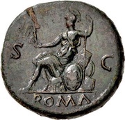 Sestertius - Nero ROMA S C; Roma and Victory, Rome, 62-68 reverse image