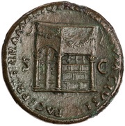 Sestertius - Nero PACE P R TERRA MARIQ PARTA IANVM CLVSIT S C, Rome, 62-68 reverse image
