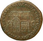 Sestertius - Nero PACE P R TERRA MARIQ PARTA IANVM CLVSIT S C, Rome, 62-68 reverse image