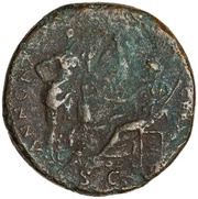 Sestertius - Nero ANNONA AVGVSTI CERES S C; Annona and Ceres, Rome, 62-68 reverse image