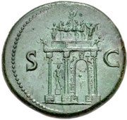 Sestertius - Nero S C; Mars, Pax, and Victory, Rome, 62-68 reverse image