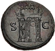Sestertius - Nero S C; Mars, Pax, and Victory, Rome, 62-68 reverse image