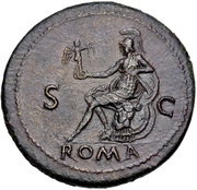 Sestertius - Nero ROMA S C; Roma and Victory, Rome, 62-68 reverse image