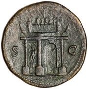 Sestertius - Nero S C; Mars, Pax, and Victory, Rome, 62-68 reverse image