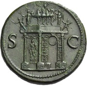 Sestertius - Nero S C; Mars, Pax, and Victory, Rome, 62-68 reverse image