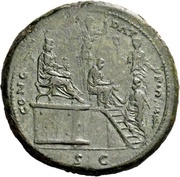 Sestertius - Nero CONG I DAT POP S C; Minerva and Liberalitas, Rome, 62-68 reverse image