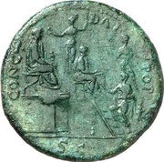 Sestertius - Nero CONG I DAT POP S C; Minerva and Liberalitas, Rome, 62-68 reverse image