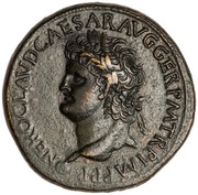Sestertius - Nero PACE P R TERRA MARIQ PARTA IANVM CLVSIT S C obverse image