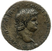 Sestertius - Nero PORT AVG S C; Neptune and Tiber obverse image