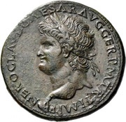 Sestertius - Nero PORT AVG S C; Neptune and Tiber obverse image