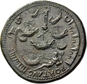 Sestertius - Nero PORT AVG S C; Neptune and Tiber, Rome, 62-68 reverse image