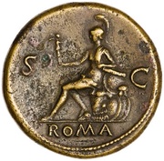 Sestertius - Nero ROMA S C; Roma and Victory, Rome, 62-68 reverse image
