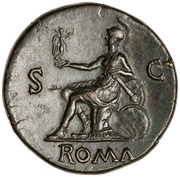 Sestertius - Nero ROMA S C; Roma and Victory, Rome, 62-68 reverse image