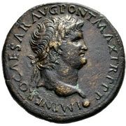 Sestertius - Nero S C; Mars, Pax, and Victory obverse image