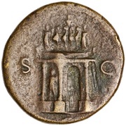 Sestertius - Nero S C; Mars, Pax, and Victory, Rome, 62-68 reverse image