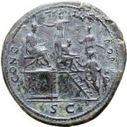 Sestertius - Nero CONG I DAT POP S C; Minerva and Liberalitas, Rome, 62-68 reverse image