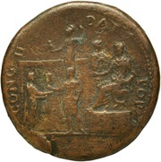 Sestertius - Nero CONG II DAT POP S C; Minerva, Rome, 62-68 reverse image