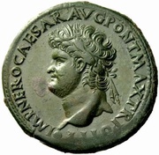 Sestertius - Nero PACE P R TERRA MARIQ PARTA IANVM CLVSIT S C obverse image