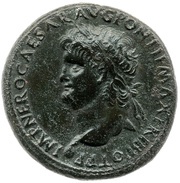 Sestertius - Nero PACE P R TERRA MARIQ PARTA IANVM CLVSIT S C obverse image
