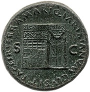 Sestertius - Nero PACE P R TERRA MARIQ PARTA IANVM CLVSIT S C, Rome, 62-68 reverse image