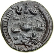 Sestertius - Nero PORT AVG S C; Neptune and Tiber, Rome, 62-68 reverse image