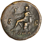 Sestertius - Nero ROMA S C; Roma and Victory, Rome, 62-68 reverse image