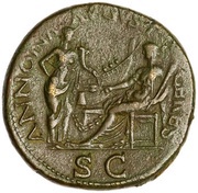 Sestertius - Nero ANNONA AVGVSTI CERES S C; Annona and Ceres, Rome, 62-68 reverse image