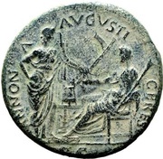 Sestertius - Nero ANNONA AVGVSTI CERES S C; Annona and Ceres, Rome, 62-68 reverse image