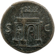 Sestertius - Nero S C; Mars, Pax, and Victory, Rome, 62-68 reverse image