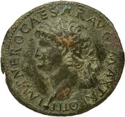 Sestertius - Nero S C; Mars, Pax, and Victory obverse image