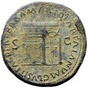 Sestertius - Nero PACE P R TERRA MARIQ PARTA IANVM CLVSIT S C, Rome, 62-68 reverse image