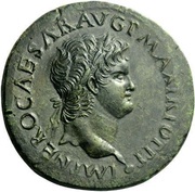 Sestertius - Nero PACE P R TERRA MARIQ PARTA IANVM CLVSIT S C obverse image