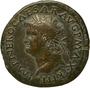 Sestertius - Nero PORT AVG S C; Neptune and Tiber obverse image