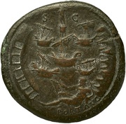 Sestertius - Nero PORT AVG S C; Neptune and Tiber, Rome, 62-68 reverse image