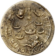 Sestertius - Nero PORT AVG S C; Neptune and Tiber, Rome, 62-68 reverse image