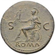Sestertius - Nero ROMA S C; Roma and Victory, Rome, 62-68 reverse image