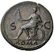 Sestertius - Nero ROMA S C; Roma and Victory, Rome, 62-68 reverse image