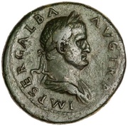 Sestertius - Galba ROMA S C; Roma obverse image
