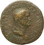 Sestertius - Galba ROMA S C; Roma and Victory obverse image