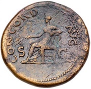 Sestertius - Galba CONCORD AVG S C; Concordia, Rome, 68-69 reverse image
