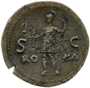 Sestertius - Galba ROMA S C; Roma and Victory, Rome, 68-69 reverse image
