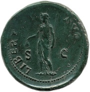 Sestertius - Galba LIBERT AVG S C; Libertas, Rome, 68-69 reverse image
