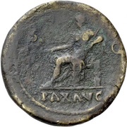 Sestertius - Galba PAX AVG S C; Pax, Rome, 68-69 reverse image