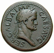 Sestertius - Galba ROMA S C; Roma obverse image