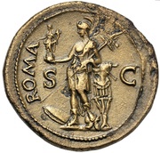 Sestertius - Galba ROMA S C; Roma and Victory, Rome, 68-69 reverse image