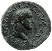Sestertius - Galba ROMA S C; Roma and Victory obverse image
