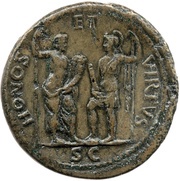 Sestertius - Galba HONOS ET VIRTVS S C; Honos and Virtus, Rome, 68-69 reverse image